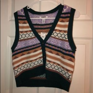 Tilly’s, Tan, Green, White and Lilac sweater vest